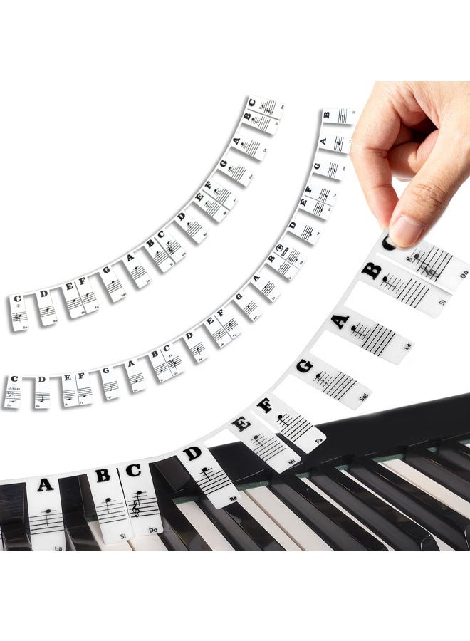 Piano Key Labels Removable, Keyboard Notes for 61 Keys, Black Large Bold Alphabet Silicone Piano Letter for Kids Beginners Lean to Play Piano - Image 1